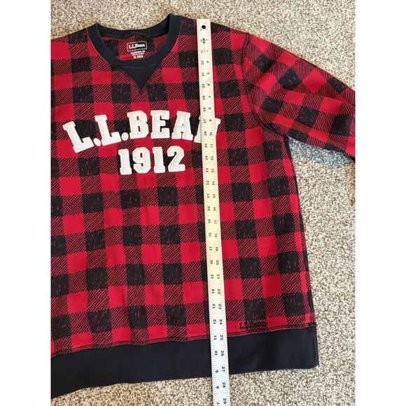 L.L. Bean Men’s Red & Black Check Embossed Fleece Logo Medium - Picture 3 of 7
